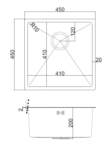 Мойка ARFEKA AF 450*450 SATIN NANO