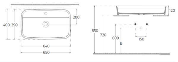 Раковина накладная ISVEA Peak 10PE65065SV прямоугольная 65 см цвет белый 10PE65065SV