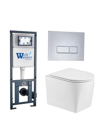Комплект инсталляции с унитазом Weltwasser MARBERG 410 + NESENBACH 004 GL-WT + MAR 410 SE-CR