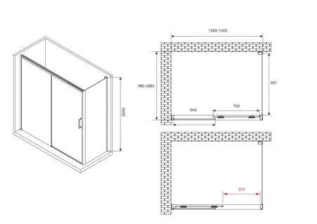 Душевой уголок ABBER Komfort AG93140B-S102B