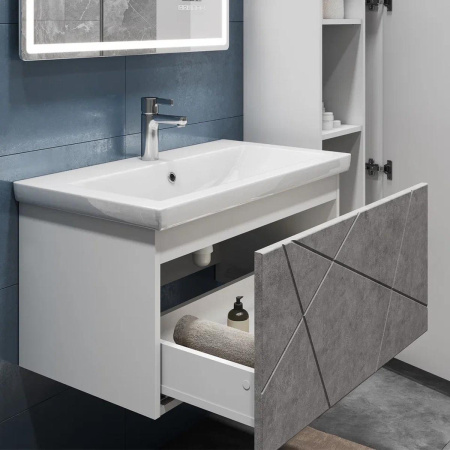 Тумба под раковину подвесная VIGO Geometry 035 бетон, 80 см