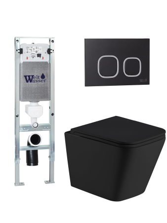 Комплект инсталляции с унитазом Weltwasser AMBERG 350 ST + GELBACH 043 MT-BL + AMBERG RD-BL