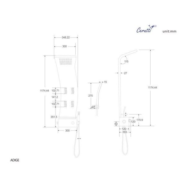 Панель ADIGE B душевая Cerutti SPA CT8980