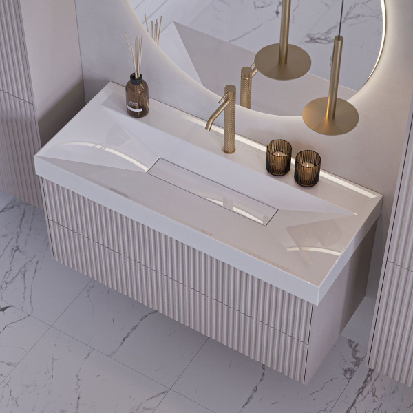 Тумба под умывальник Belux подвесная Сиртаки 85-02, Светлый Миндаль матовый