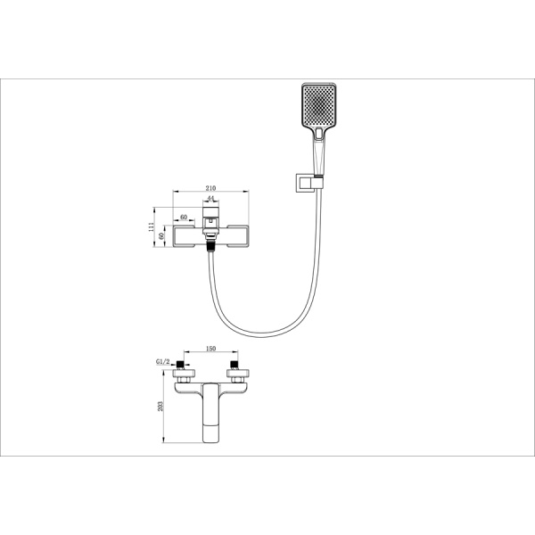 Смеситель для ванны с душем WONZON & WOGHAND, Хром (WW-88639003A-CR)