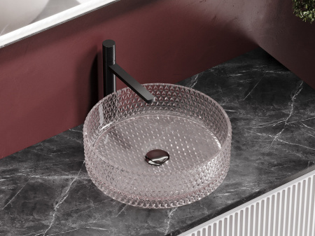 Умывальник чаша накладная круглая Ceramicanova Cristal 360*360*112мм, розовый, CN6061