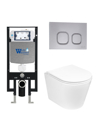Комплект инсталляции с унитазом Weltwasser AMBERG 497 + SALZBACH 043 GL-WT + AMBERG RD-CR