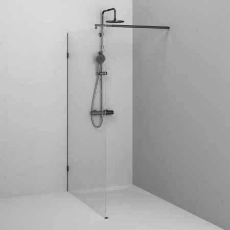 W94WI-120-F1-BTE Душевая перегородка AM.PM X-Joy 120x195, стекло прозр. 6 мм + покрытие, фурнитура черный