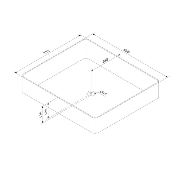 M8FWCC10600WG Func Раковина накладная AM.PM, прямоугольная, 60 см, цвет белый глянец