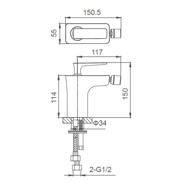 Смеситель для биде WONZON & WOGHAND Shark, Хром (WW-485001-CR)