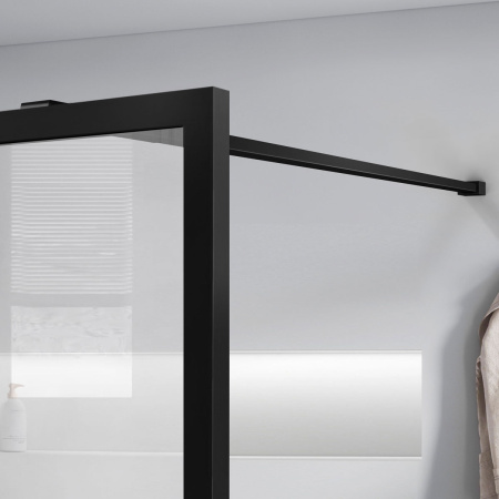 Душевая перегородка Vincea Walk-In VSW-1HC100CFB, 1000*2000, черный, стекло прозрачное/рифленое