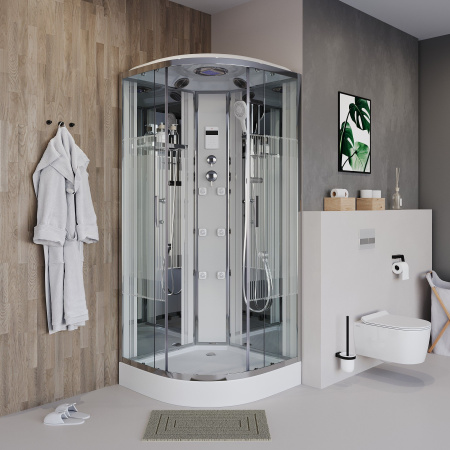 Душевая кабина Niagara Ultra NG-701-01 (90х90х220) низкий поддон(16см),стекло прозрачное с рисунком,4 места