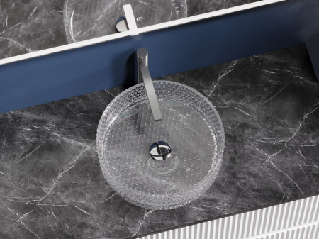 Умывальник чаша накладная круглая Ceramicanova Cristal 360*360*112мм, прозрачная, CN6062