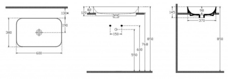 Раковина ISVEA Sott'Aqua накладная 600*380*120 цвет белый глянцевый 10SQ50060SV