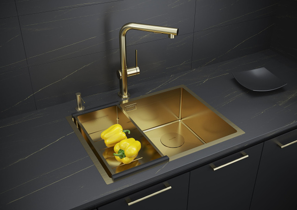 Мойка Paulmark NEXT-SKEW 58 UNI PM885844-BG 440х580х200 мм, нержавеющая сталь, брашированное золото