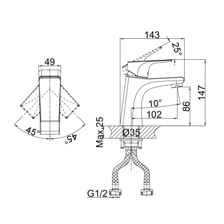 Смеситель для раковины D&K Rhein DA1292101, хром