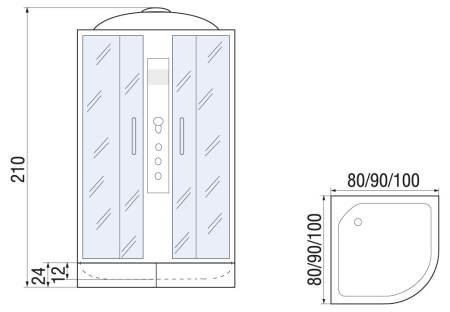 Душевая кабина River DUNAY 80/24 ТН 800х800х2100мм
