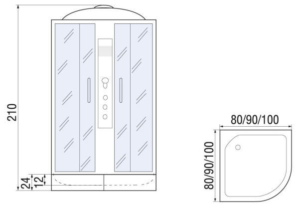 Душевая кабина River DUNAY 80/24 ТН 800х800х2100мм