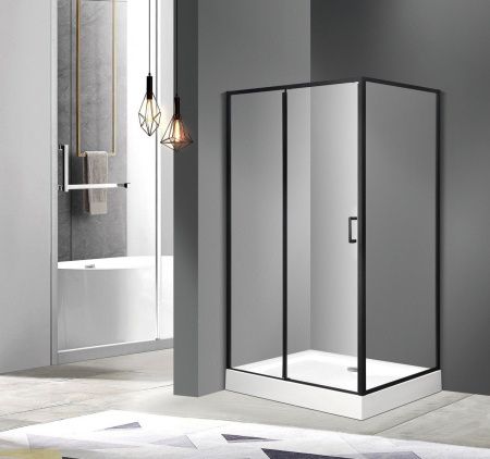 Душевой уголок Roxen Caspia 55060-100B-L 100x80 левый, прозрачное стекло/профиль черный