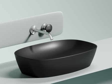 Умывальник чаша накладная овальная Ceramicanova Element 600*380*138мм, Черный матовый, CN6049MB
