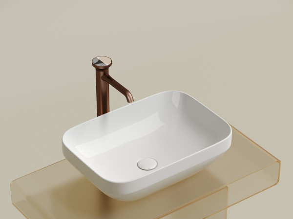 Умывальник чаша накладная прямоугольная Ceramicanova Element 500*359*145мм, белый, CN6055