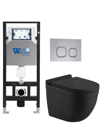 Комплект инсталляции с унитазом Weltwasser AMBERG 506 + HEIMBACH 043 MT-BL + AMBERG RD-CR