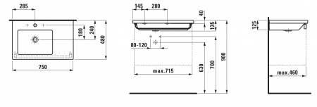 Умывальник Laufen Living Square 8174380001041 75x48x12