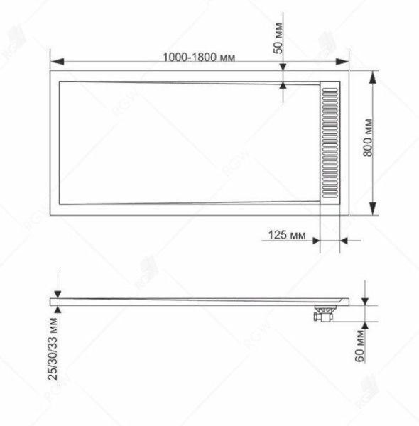 Душевой поддон из искусственного камня RGW STM-118G 110х80х2.5 см графит, 14202811-02