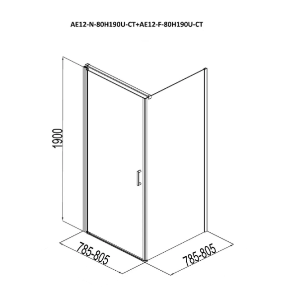 Душевой уголок Aquanet Cinetic 80х80,прозрачное стекло (AE12-N-80H190U-CT + AE12-F-80H190U-CT)