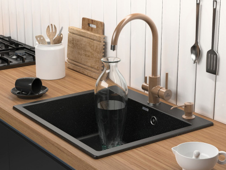 Мойка Paulmark KANTE 60 PM106052-BL 520х600х200 мм, IT-GRANIT, черный