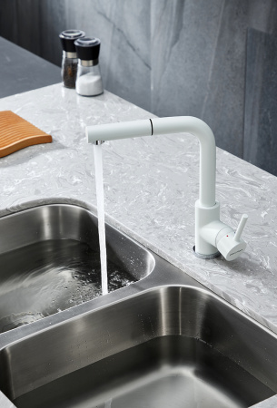 Смеситель для кухни Paulmark KASSEL Ka214311-431TW, белый матовый полностью