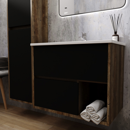 Тумба VIANT "Люксембург" Элина 60 2 ящика подвесная черный 446х556х560 (VLUX60ELCH-T2YP)