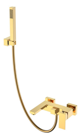 Смеситель для ванны с душем Boheme Qubic 473-G shinny gold