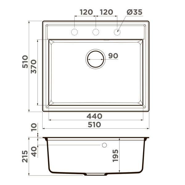 Кухонная мойка Omoikiri Daisen 51-GR Artgranit/leningrad grey 4997306