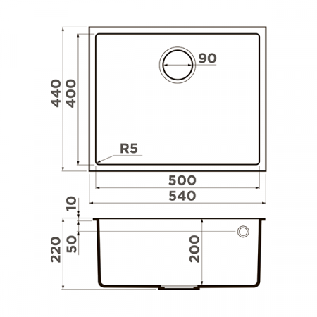 Кухонная мойка Omoikiri Bosen 54-U-DC Tetogranit темный шоколад 4993232