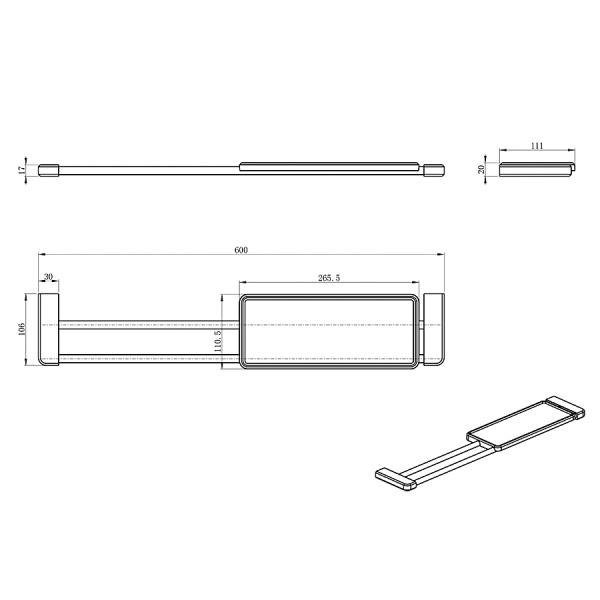 Раздвижная полка WONZON & WOGHAND, Черный матовый (WW-V3701-MB)