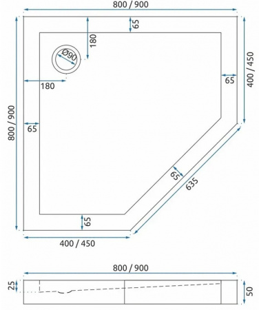 Душевой поддон Rea Diamond 90x90 K8543 Black