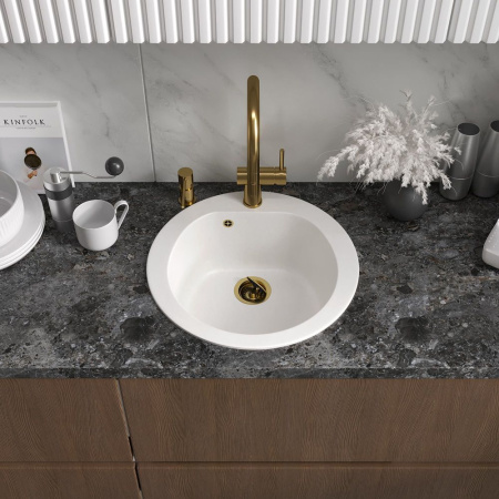 Смеситель Reflexion Lago RX9904GD для кухни с вытяжным изливом, брашированное золото