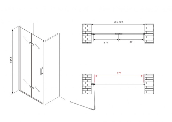Душевая дверь ABBER Zart AG08070P