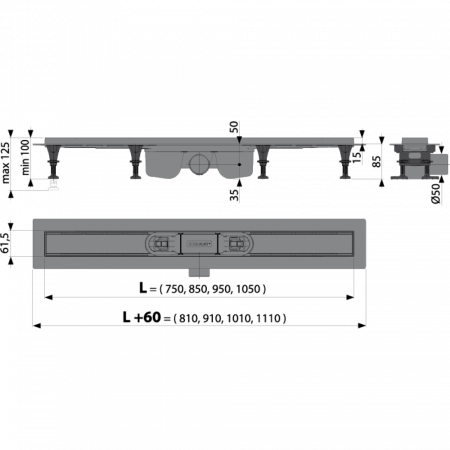 Душевой трап AlcaPlast APZ12-850