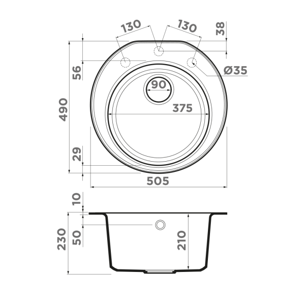 Кухонная мойка Omoikiri Miya 50-R-BL Tetogranit/черный 4993502