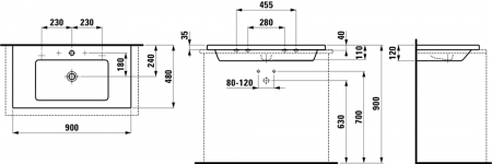 Умывальник Laufen Living Square 8164340001091 90x48