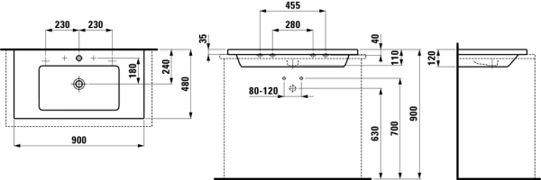 Умывальник Laufen Living Square 8164340001091 90x48