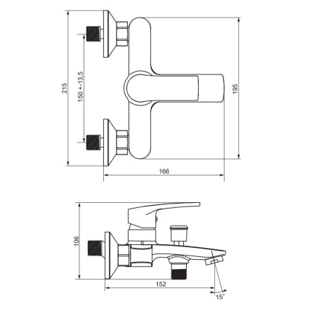 481000000 Eclipse 2.0, Смеситель для ванны и душа AM.PM, хром
