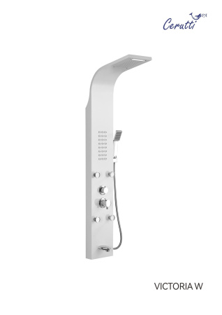 Панель VICTORIA W душевая из нержавеющей стали с форсунками Ceruttispa CT9979, цвет белый