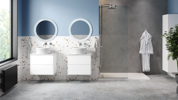 Тумба под умывальник Belux Джаз подвесная 60-02, белый глянцевый