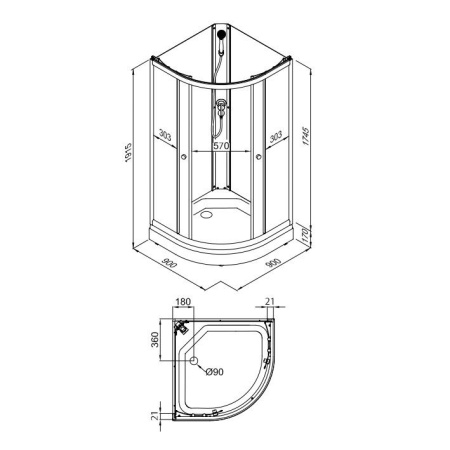 Душевая кабина Тритон Щ0000070695  Лайт 90*90 А без крыши