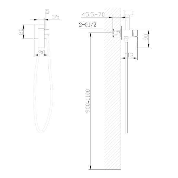 Смеситель ABBER Wasserfall AF8625B с гигиеническим душем, черный матовый