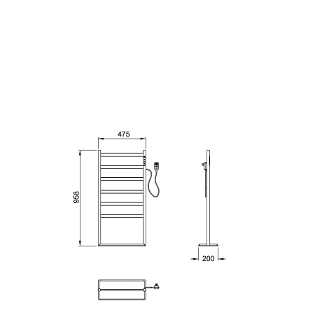 Полотенцесушитель электрический напольный WONZON & WOGHAND, Темный графит (WW-A406-GM)