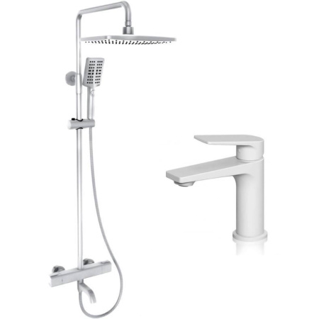 Комплект душевая стойка с термостатом Gappo G2498-8 и смеситель для раковины Faop A1008-8